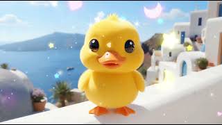 Baby Duckling Sleep Music in Santorini 💤 Mozart & Brahms Lullabies | Fall Asleep in 3 Minutes 🌙